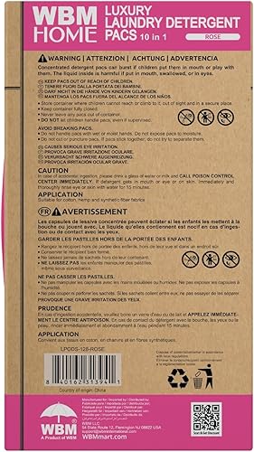 Miniatura 4 de WBM Cápsulas de lavandería 10 en 1, total de 128 unidades, alta eficiencia, ultra concentrado con potente tecnología de levantador de manchas,