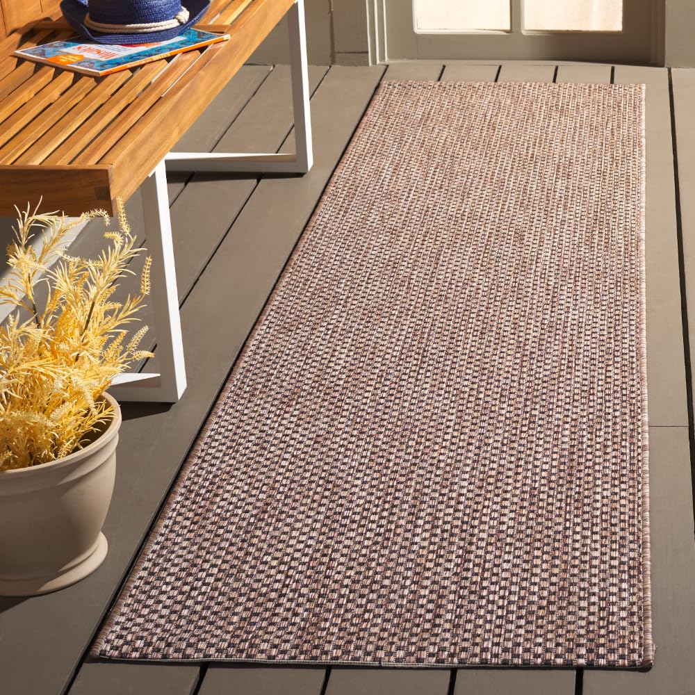 SAFAVIEH Courtyard Collection 2'3' x 10' Natural/Black CY8521 Indoor/ Outdoor Patio Backyard Mudroom Runner Rug