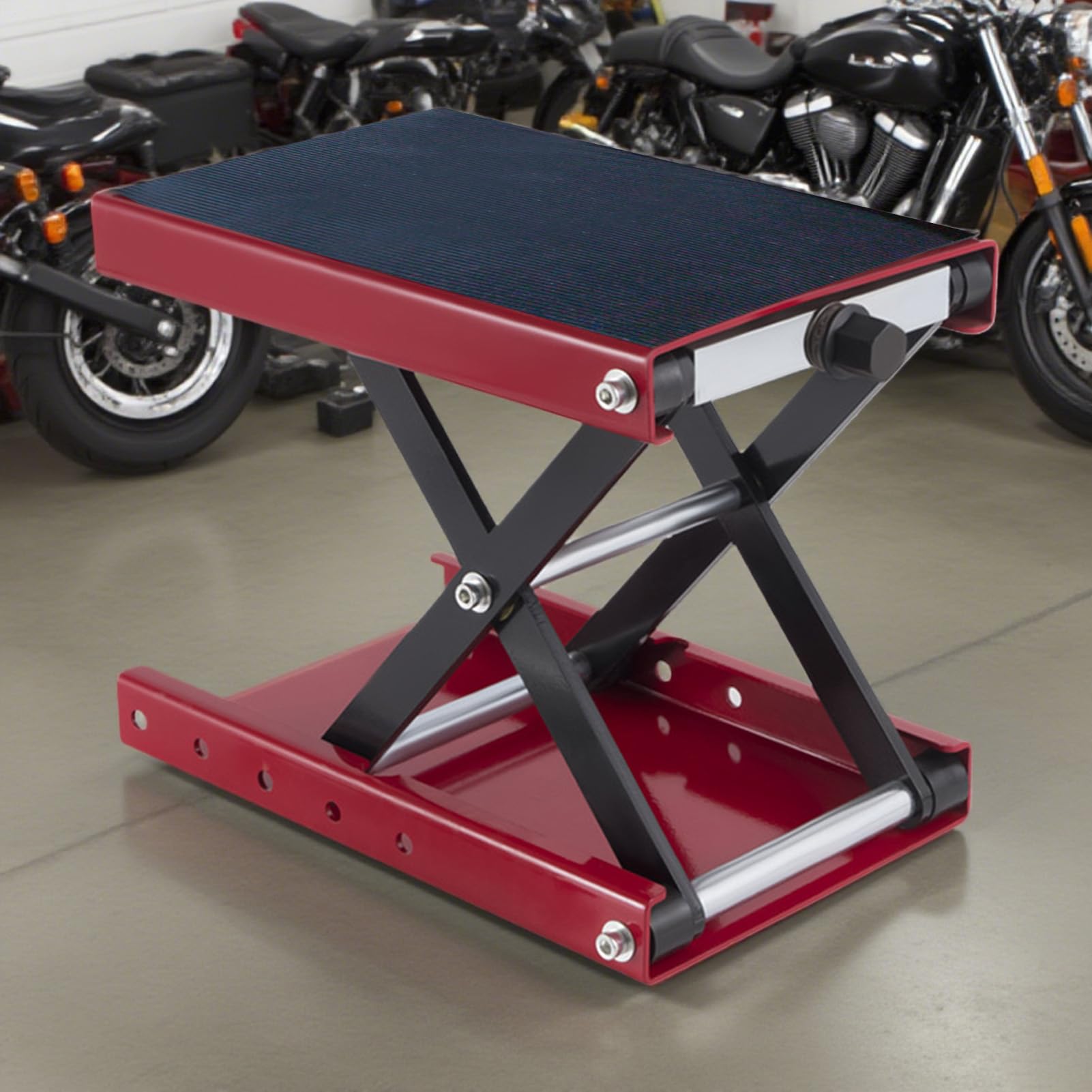 Cavalletto Sollevatore Per Motociclette Cric A Forbice Per Moto | Tavolo Compatto Robusto Per Officina Garage Manutenzione ATV Con Meccanismo A Sgancio Rapido