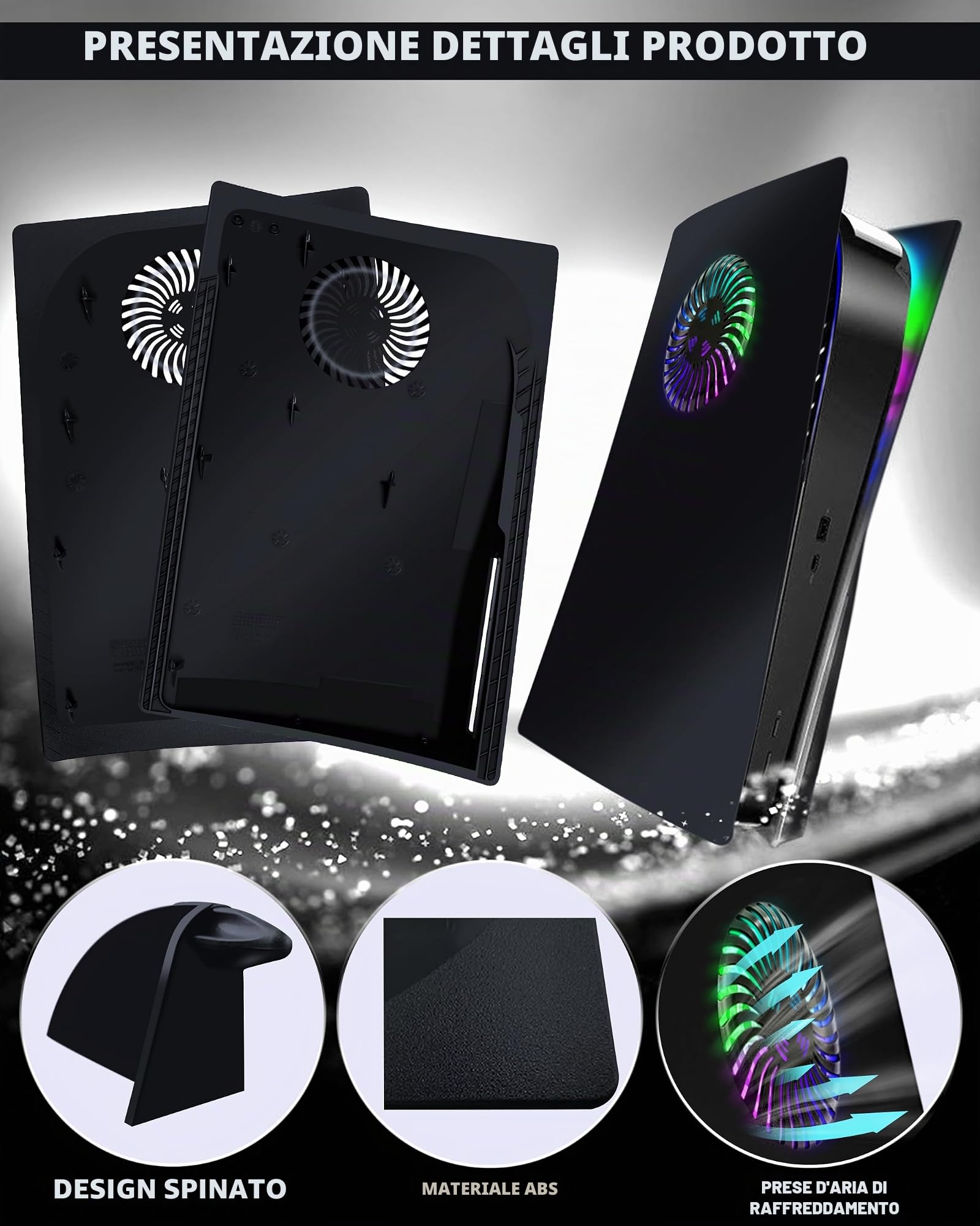 Joso Frontalino per PS5 Disc Edition, Custodia di ricambio antigraffio e antipolvere con anello RGB, Cover Skin Fit per console PS5 (CD-ROM), piastre per accessori PS5 - Disco | 2020