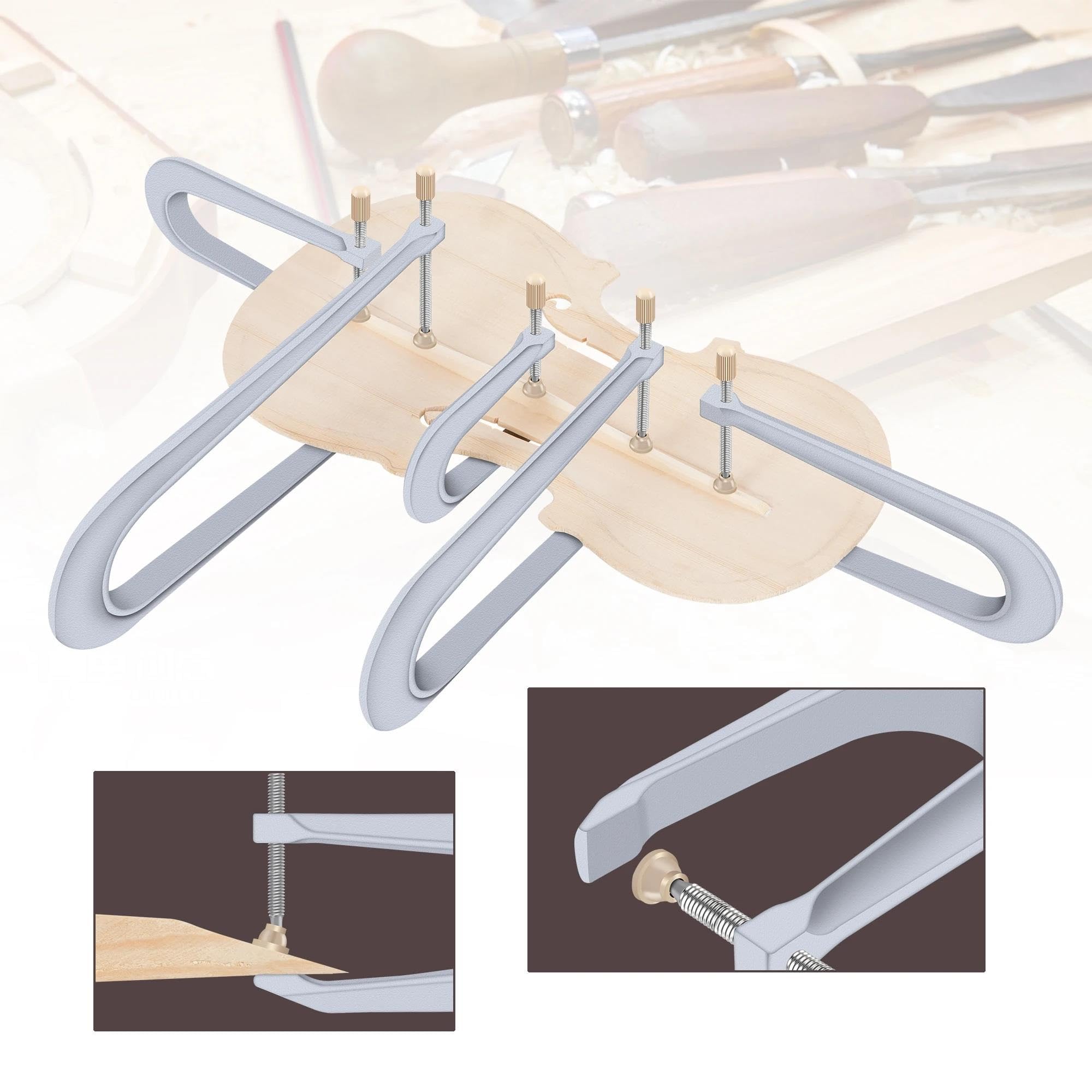 Akcesoria Do Skrzypiec Profesjonalne Zaciski Do Gitary Basowej Do Skrzypiec Aluminiowe Do Montażu I Naprawy Narzędzi Zaciskowych Square Fix(1 set 5pcs)