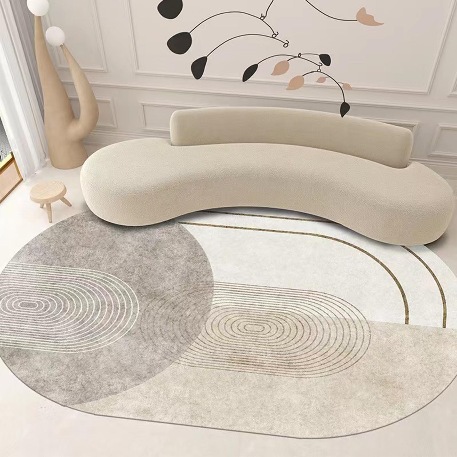 Tapis moderne à poils courts gris anti-poussière de salon