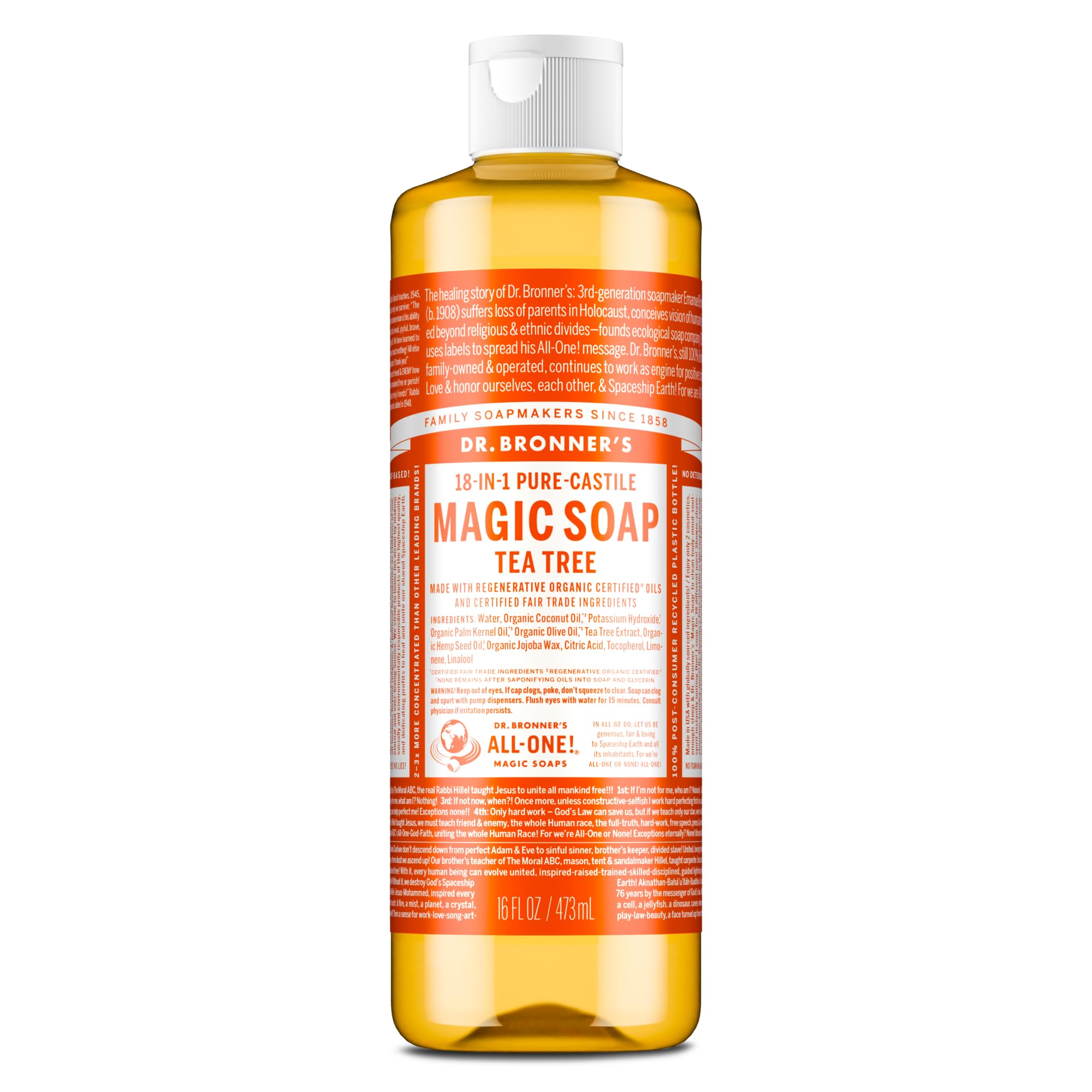 Dr. Bronner Magia Telenovelas Dr. Bronner'S Sapone di Castiglia Tea Tree, 16 Once liquide