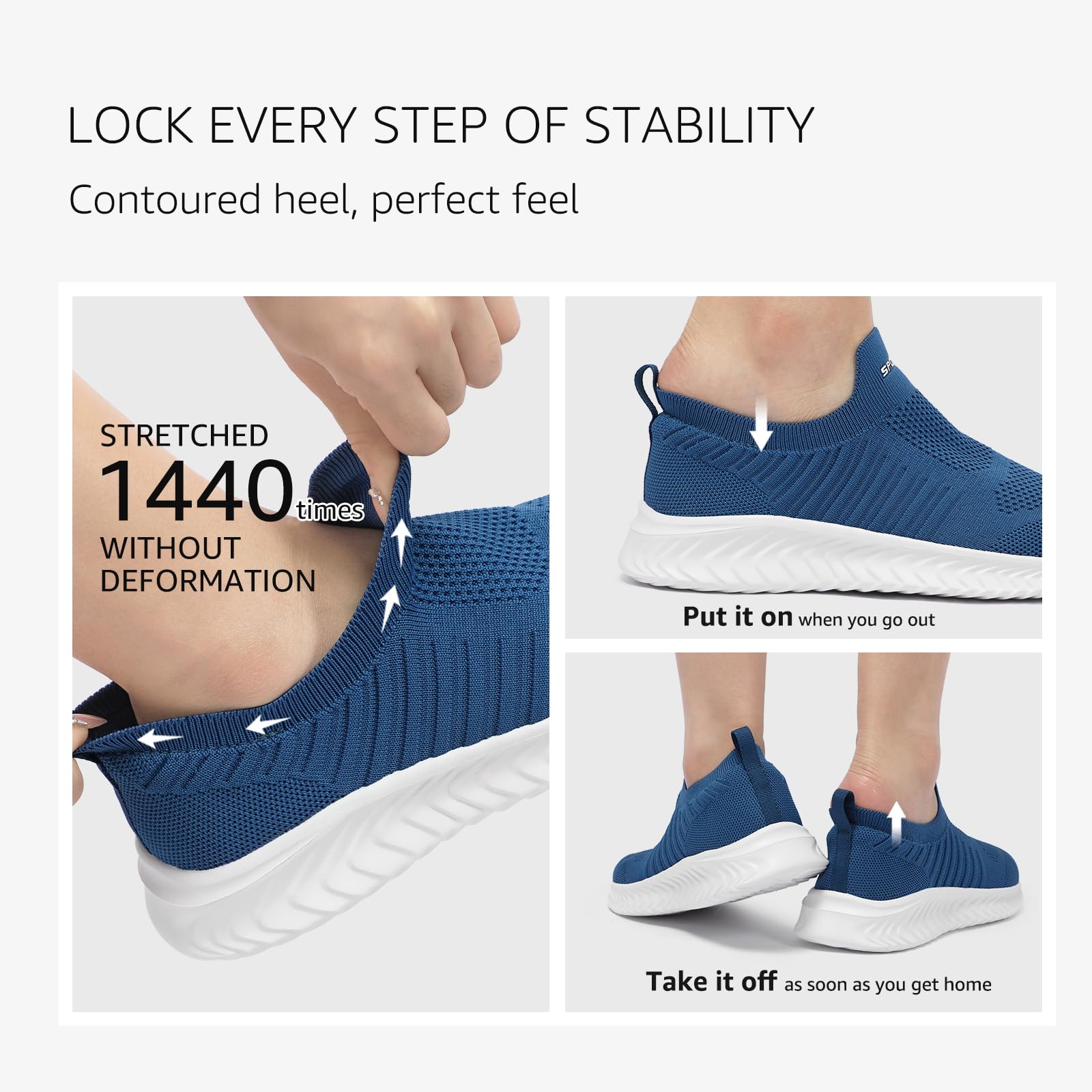 HKR Slip on Scarpe da Ginnastica Donna Senza Lacci Tennis Running Memory Foam Ortopediche Running Camminare Casual Lavoro Comode Sneakers