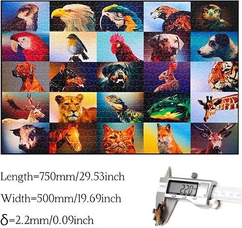 Miniatura 2 de Bgraamiens Rompecabezas de 1000 piezas creativas de animales de polietileno bajo, rompecabezas de desafío de color para adultos y niños