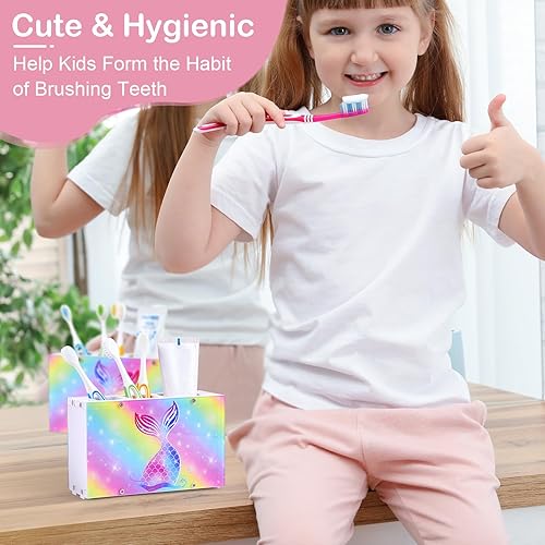 Miniatura 3 de Soporte para cepillos de dientes para niños para baño, organizador de accesorios, 3 ranuras para cepillos de dientes y pasta de dientes, soporte