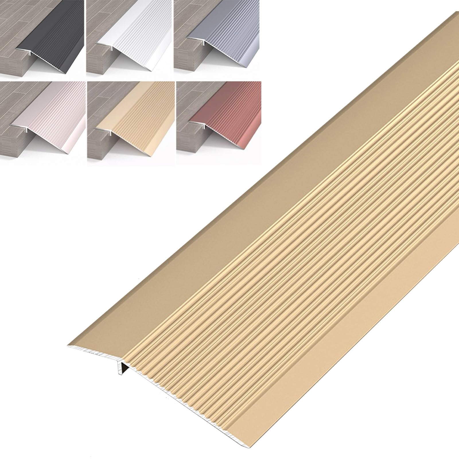 SAGIDAR Barre De Seuil Aluminium, Bande Transition pour Sol Irrégulier, Rampe D'entrée, Imperméable Et Antirouille, Baguette Recouvrement pour Porte D'entrée/Balcon, Longue Durée D'utilisation
