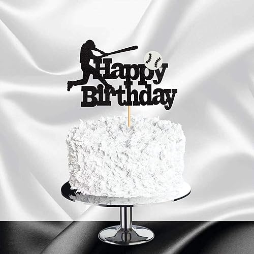 Miniatura 6 de Ercadio 1 paquete de decoración de pastel de béisbol de feliz cumpleaños con purpurina para jugador de béisbol para temática de béisbol, baby