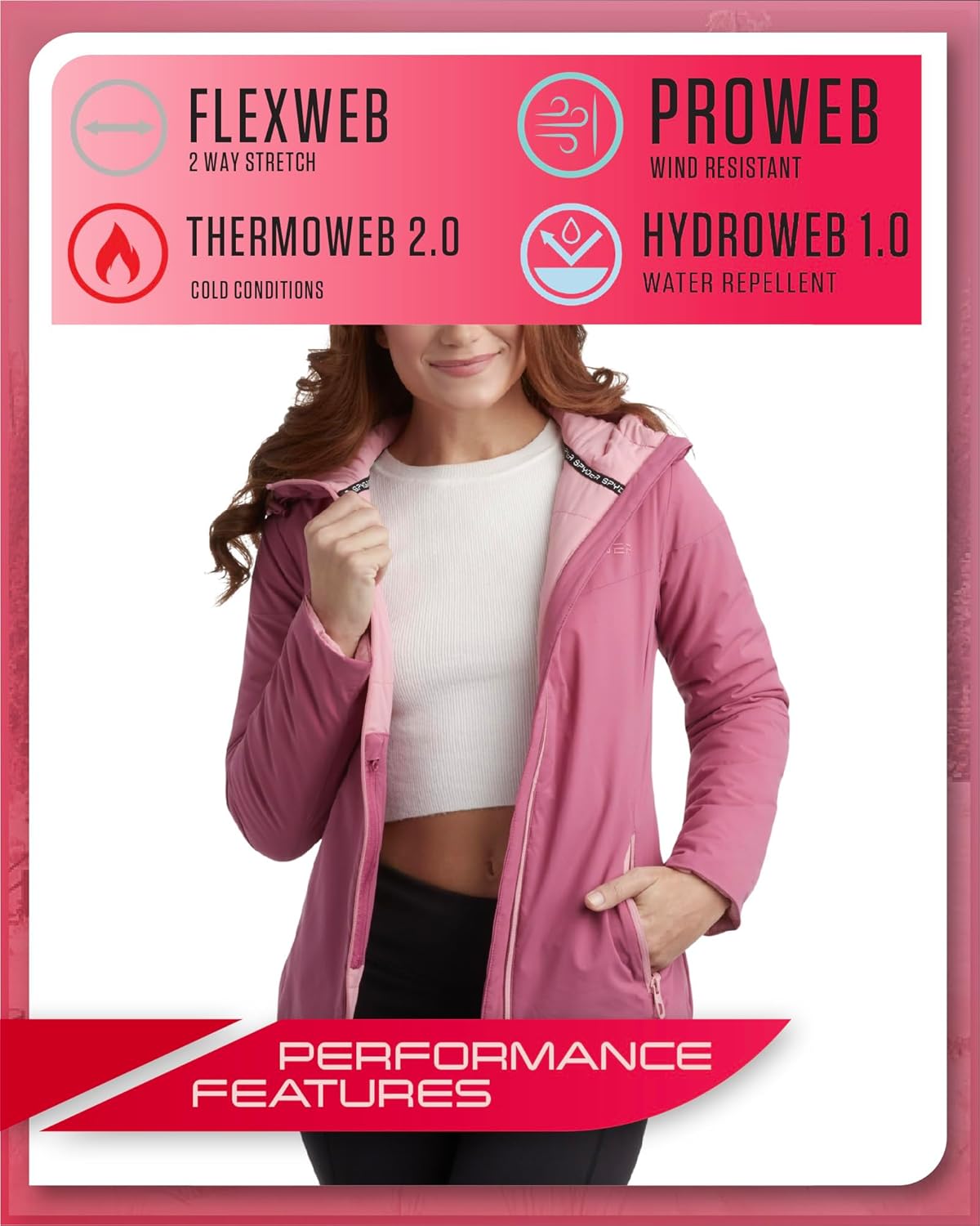 Spyder Womens Windbreaker Jacket - Lightweight Insulated Wind Resistant Waterproof Jackets for Women Zip Up Womens Jacket - Image 5