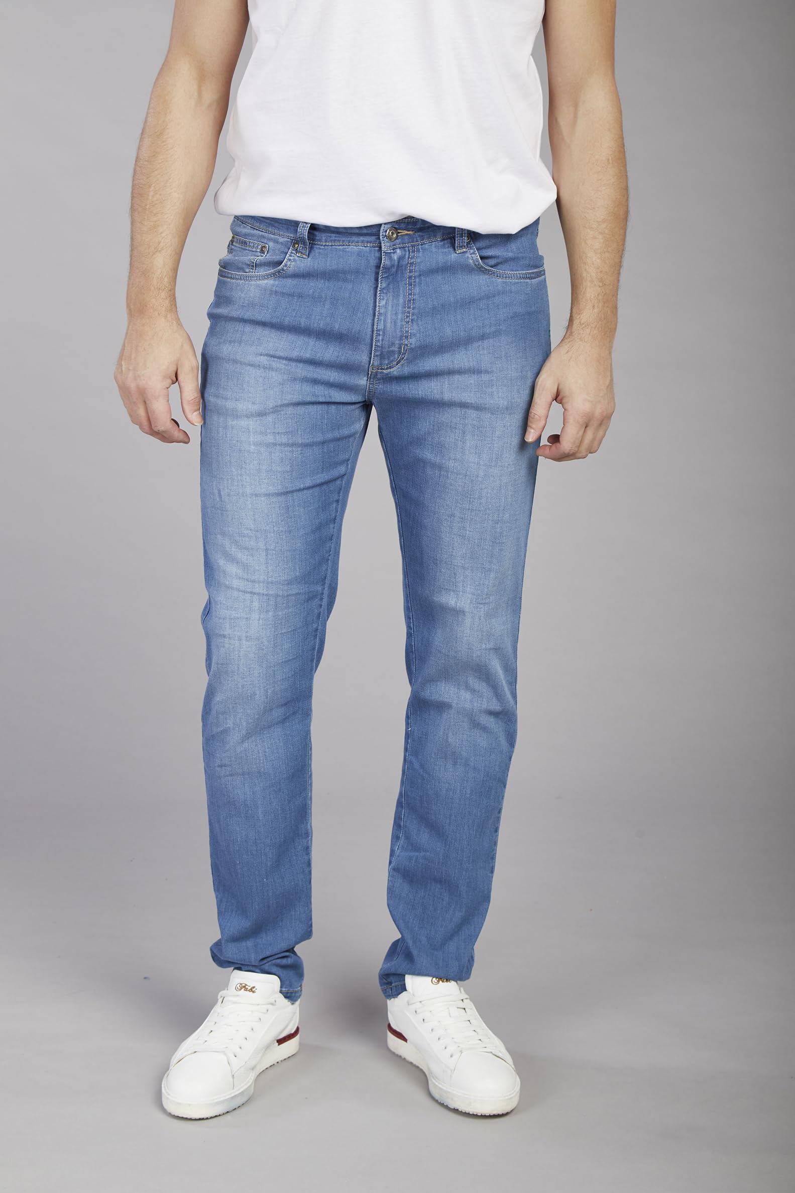 Wampum Jeans Regular Fit da Uomo, 5 Tasche, Denim Elasticizzato