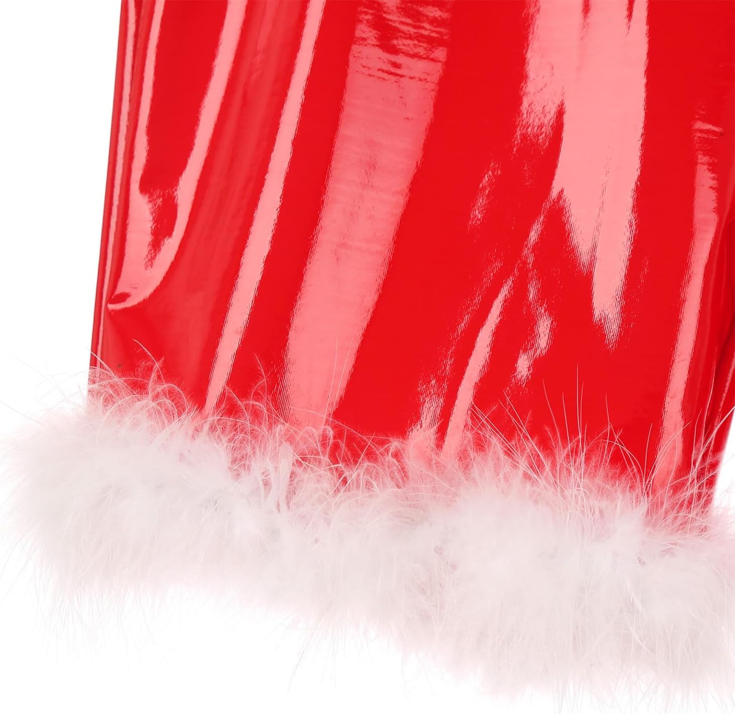 Men's Patent Leather Christmas Underwear Feather Santa Claus Boxer Shorts Biker Shorts
