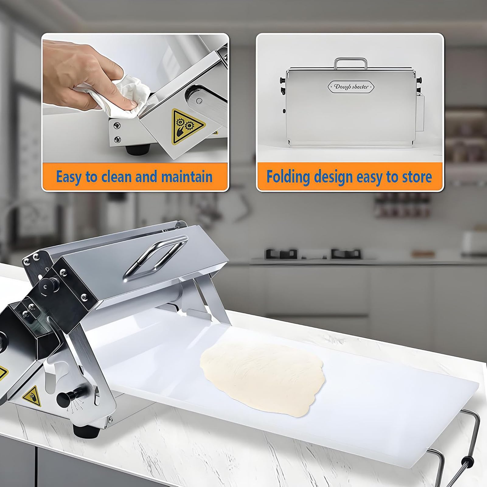Laminadora De Pasta Plegable, Laminadora De Masa Croissant Manual Croissant Profesional Industrial Uso Comercial Y Doméstico.Diseño Compacto. Grosor Ajustable Para Panaderías Y Pastelerías (Model 300)