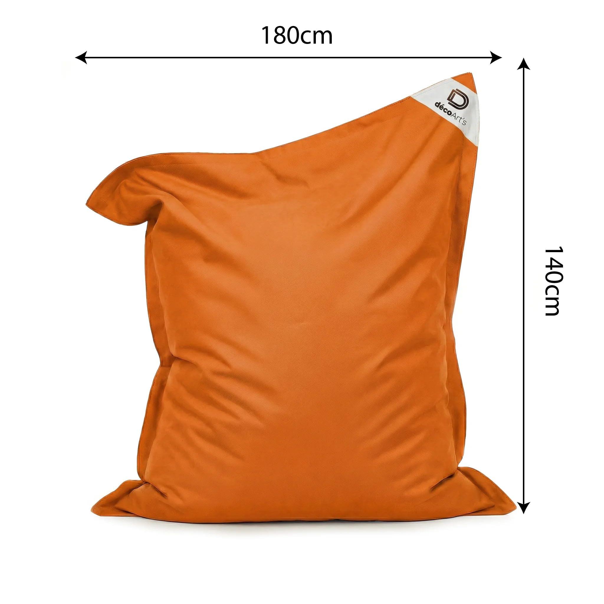 Déco Arts Pouf Géant XXL Intérieur et Extérieur, Déhoussable, Salon, Jardin (Orange)