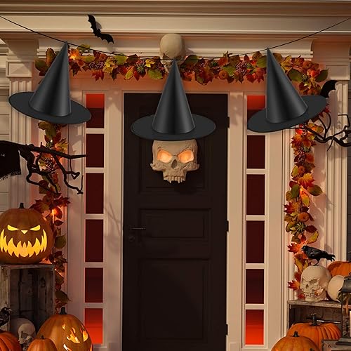 Miniatura 5 de Elcoho Paquete de 36 sombreros de bruja de Halloween, accesorios de disfraces, sombreros de bruja negros para Halloween, decoración del hogar