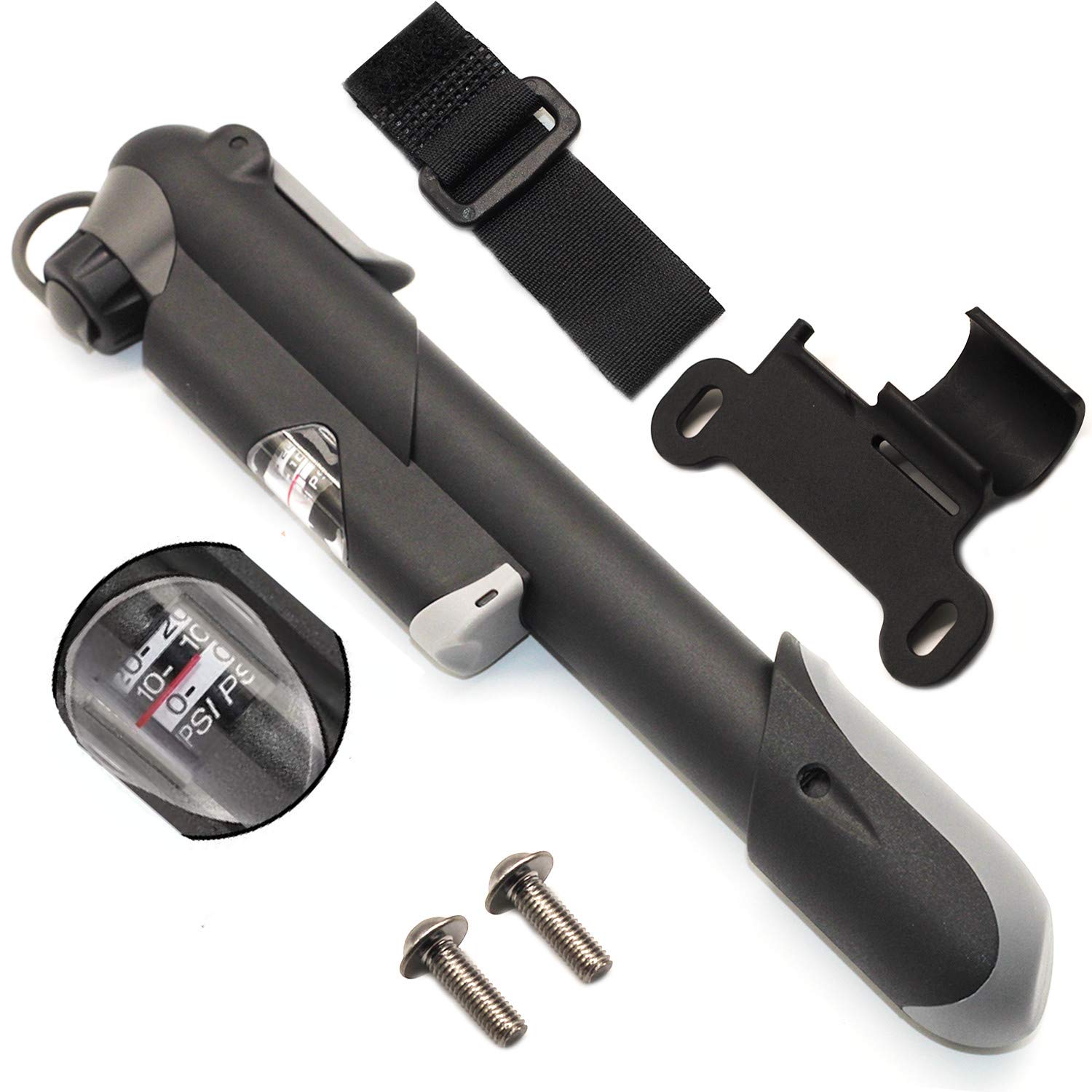 Mini Bike Pump - Portable Micro Frame Pump with Pressure Gauge, 100PSI High Pressure Biking Mountain Bicycle Tire Pump Accessories Fits Presta & Schrader Valve