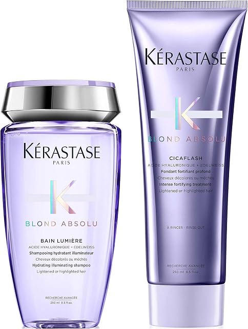 Kérastase Blond Absolu Shampoo and Conditioner Set, 2-Step Routine for Lightened Hair, Contains Hydrating and Illuminating Hyaluronic Acid