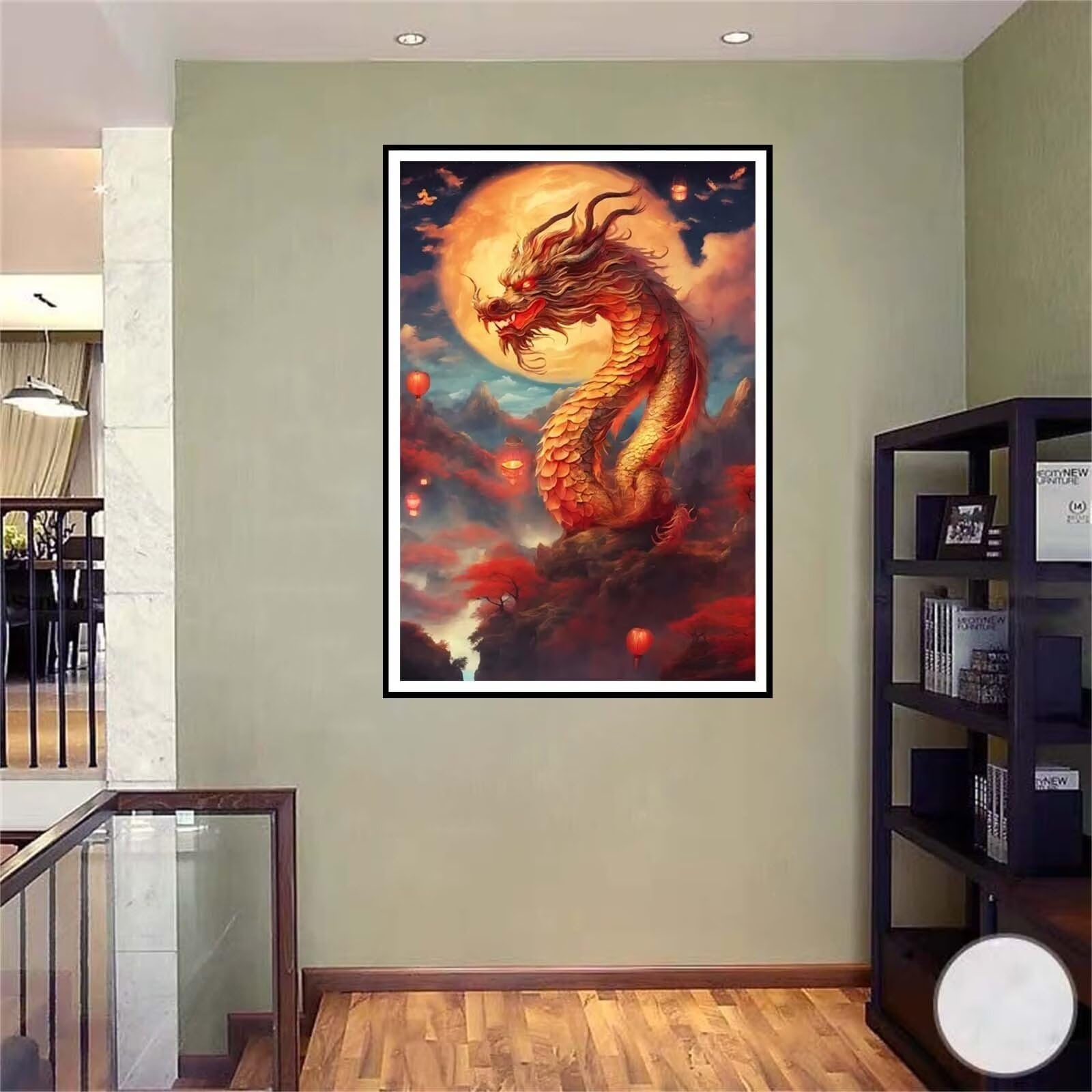 5D DIY Diamante Art Pintura kit Completo, Diamond Painting Adultos Niños Rhinestone Bordado de Punto de Cruz Artes Pintura Painting, Cuadros Decor para Cuarto, Sala de Estar - (Dragón) 60x90cm