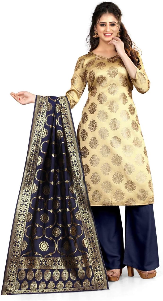 Being Banarasi Women's Synthetic Dress Material (10003_D_Beige_5.5 Meters)