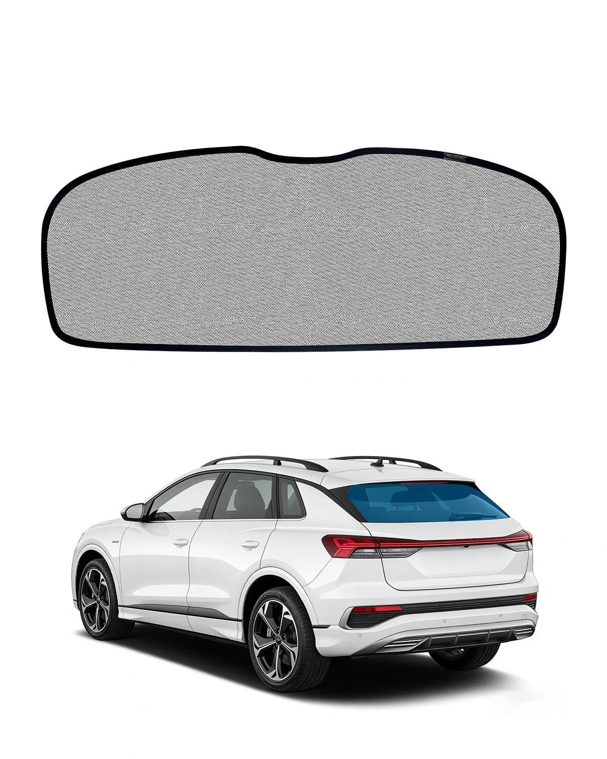 Auto-Sonnenschutz für Audi Q4 e-tron (2021–2024) – Atmungsaktive Sonnenblende für die elektrische Heckscheibe | UV- & Hitzeschutz, Sichtschutz für Premium-Camping und Reisen