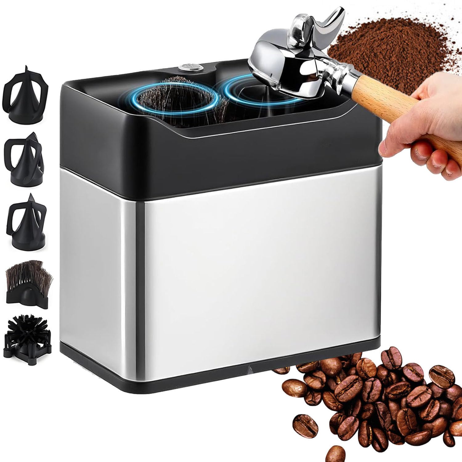 Portafilter Cleaner Electric,3L for 58mm and 51mm Portafilters, Silver