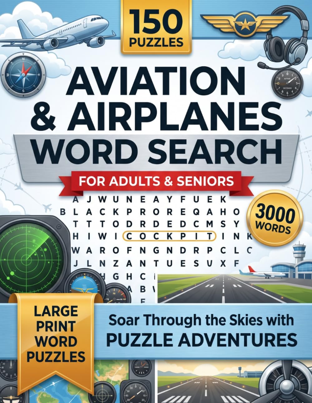 Aviation & Airplanes Word Search Puzzle Book: 150 Large-Print Puzzles with 3,000 Aviation Terms and Full Solutions - A High-Altitude Challenge and Ideal Gift for Pilots and Airplane Enthusiasts