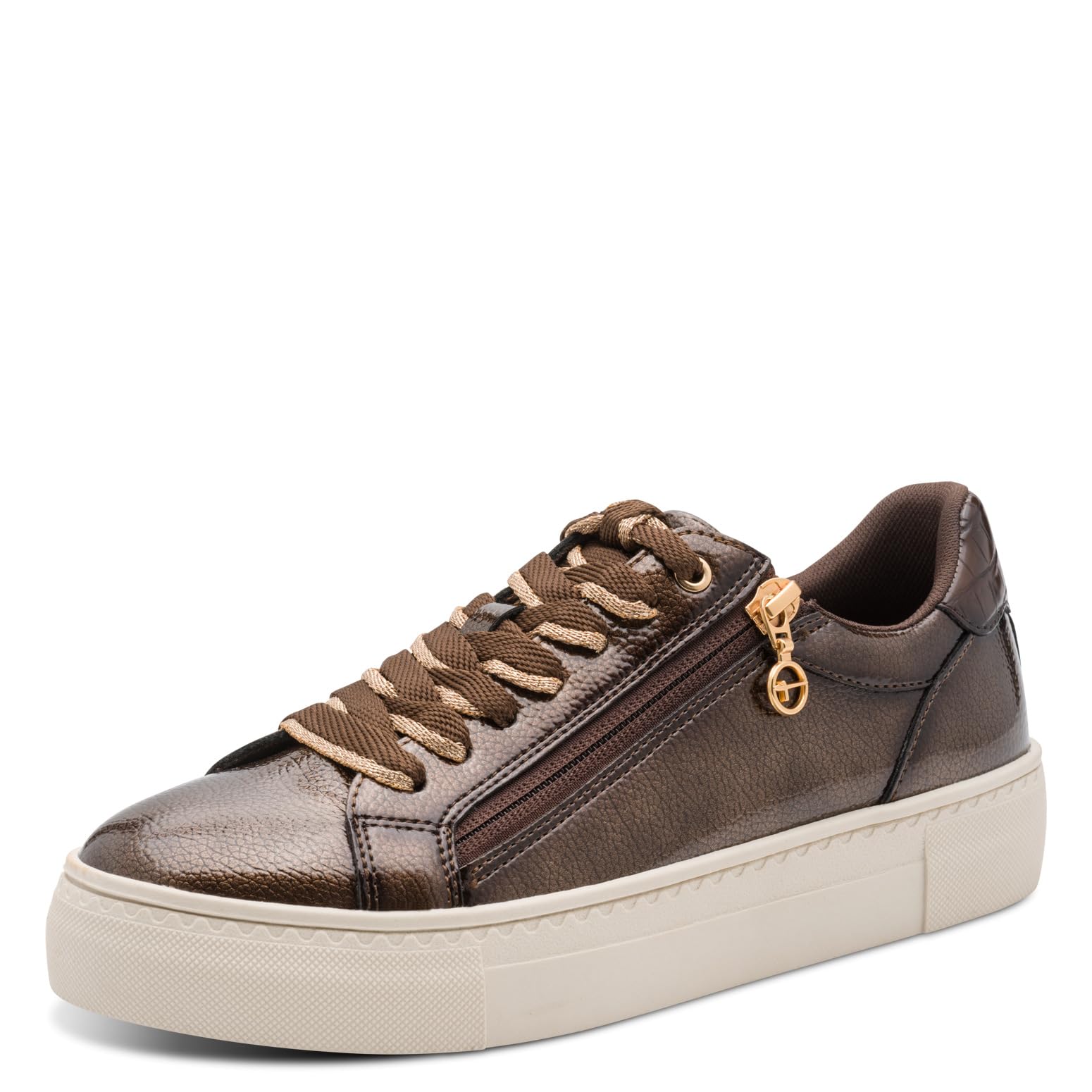 Tamaris Women's Low Flat Trainers, Brown (Brown Patent), 42