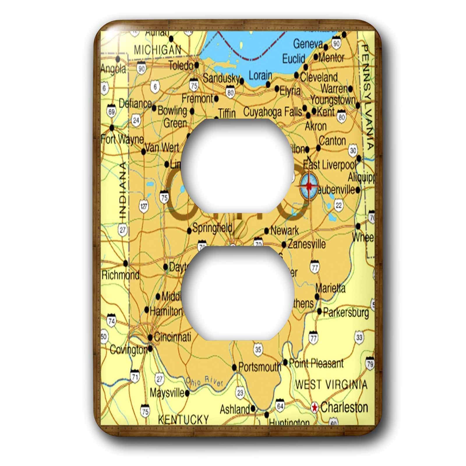 Carte d'Ohio encadrée lsp_39042_6 plaque de finition double prise
