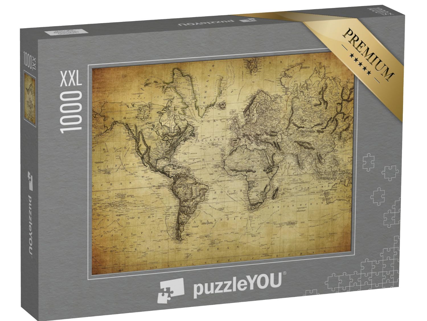 Puzzle 1000 pièces XXL « Ancienne Carte du Monde de 1814 »