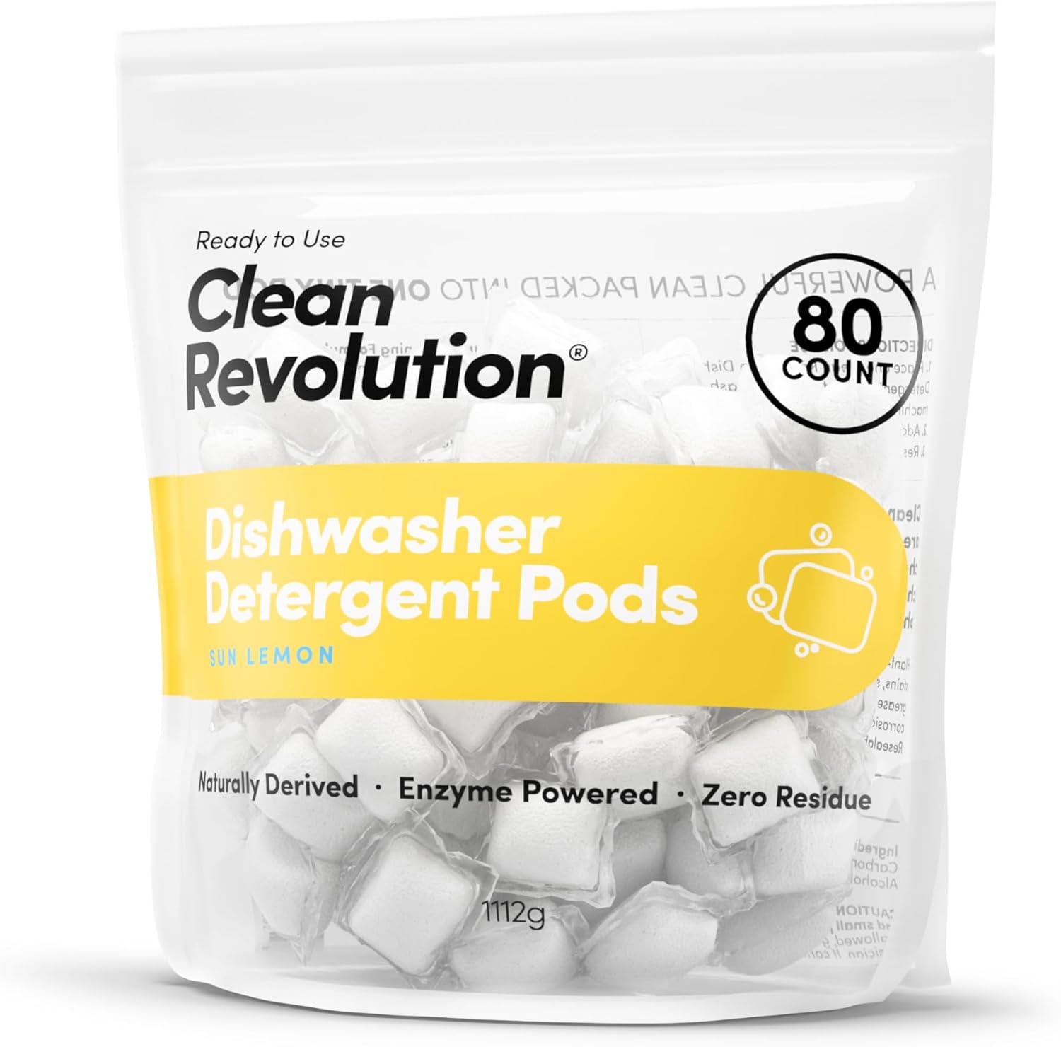 Clean Revolution Sun Lemon Dishwasher Detergent Pods, 80