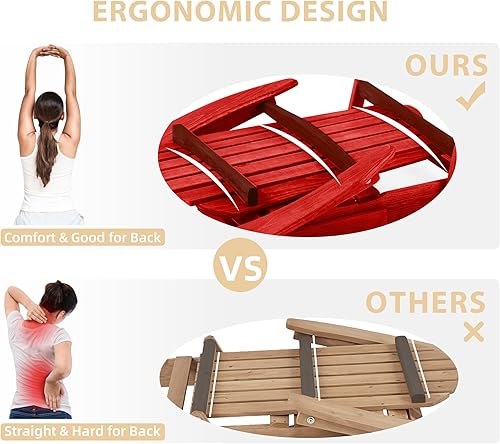 Miniatura 5 de Silla Adirondack plegable de madera para exteriores con respaldo y tabla de asiento premontados, muebles de acento para patio, jardín, porche,