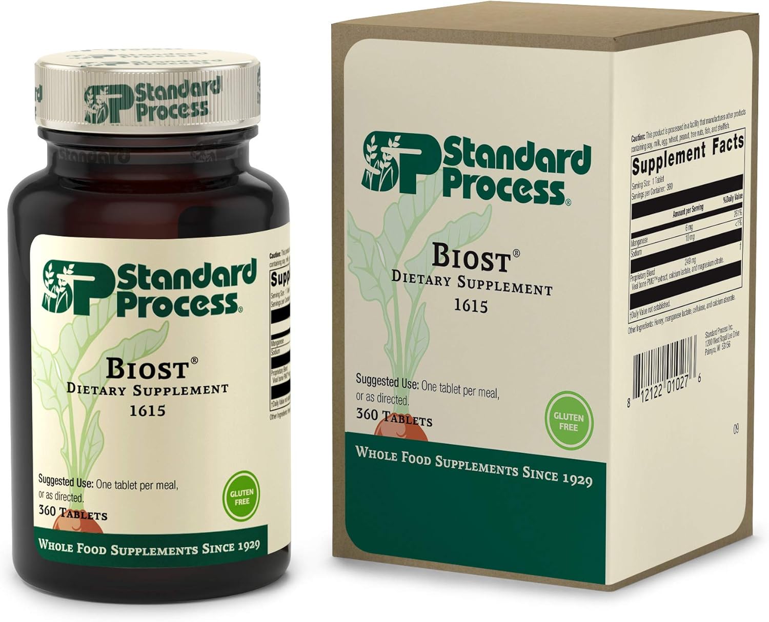 Standard Process Biost - Teeth and Bone Health Supplement with Whole Food Magnesium Citrate, Calcium Lactate, Manganese, and More - 360 Tablets : Health & Household