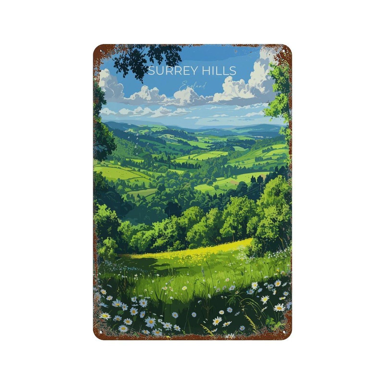 xiaoxiaoshen Surrey Hills Travel English Countryside Gift (4) Wall Decor Art Metal Tin Poster Modern Home Decor Art Home Bar Shop Decorations Vintage Sign 30x20cm