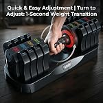 VEICK 25 lbs Adjustable Dumbbell with Anti-Slip Turning Handle, Fast Adjust Weight for Men and Women, Exercise Equipment with Tray for Home Gym Full Body Workout Fitness, Black