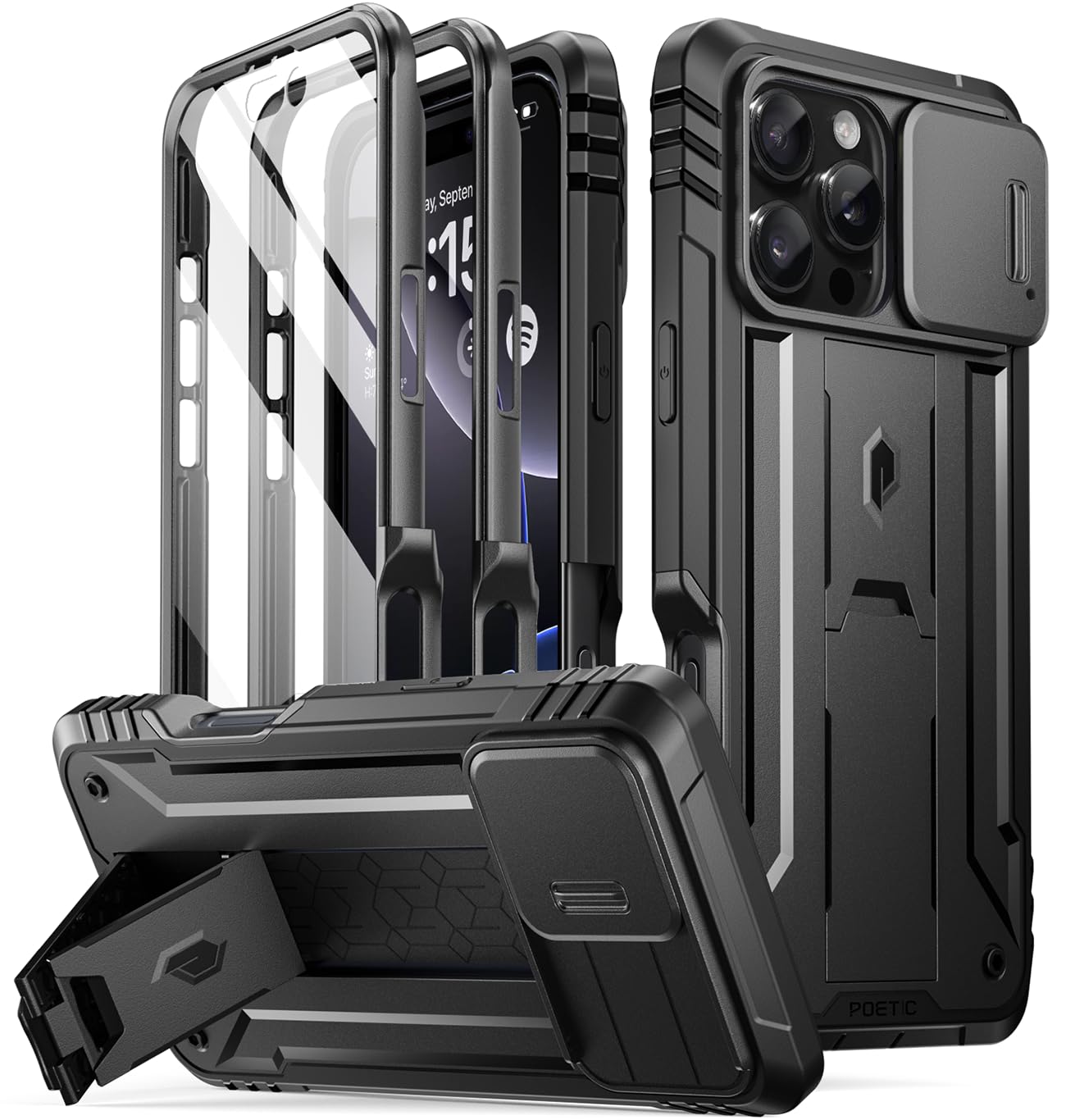 Poetic Revolution Case for iPhone 16 Pro 6 3 inch Slide Camera Cover Full-Body Military Grade Rugged Shockproof