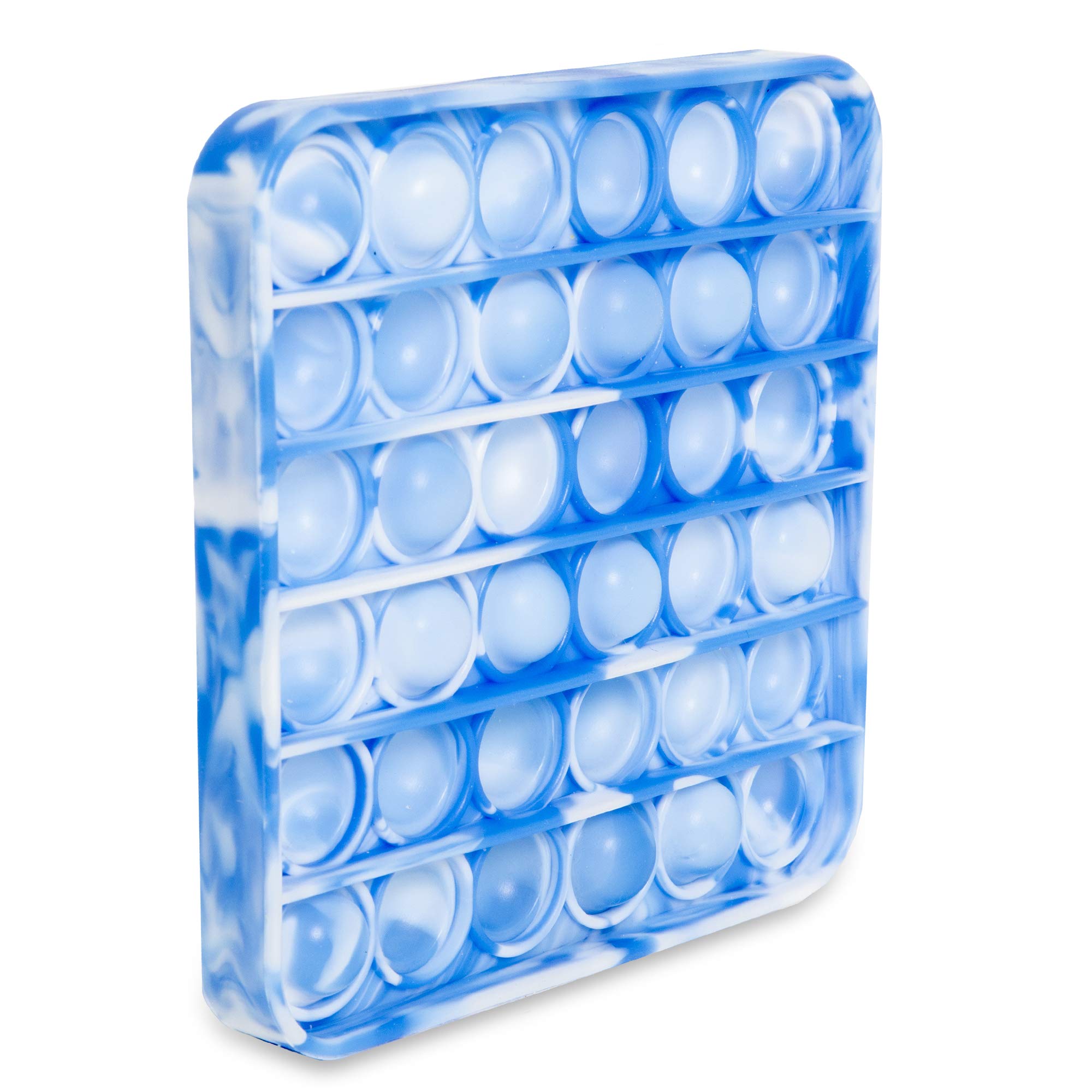 Push To Pop Silicone Square Bubble Sensory Popping Toy For Stress Relief Colorful Fidget Popper Game Toys For Home, Office, School Antianxiety Pop For Adults And Kids Blue/White