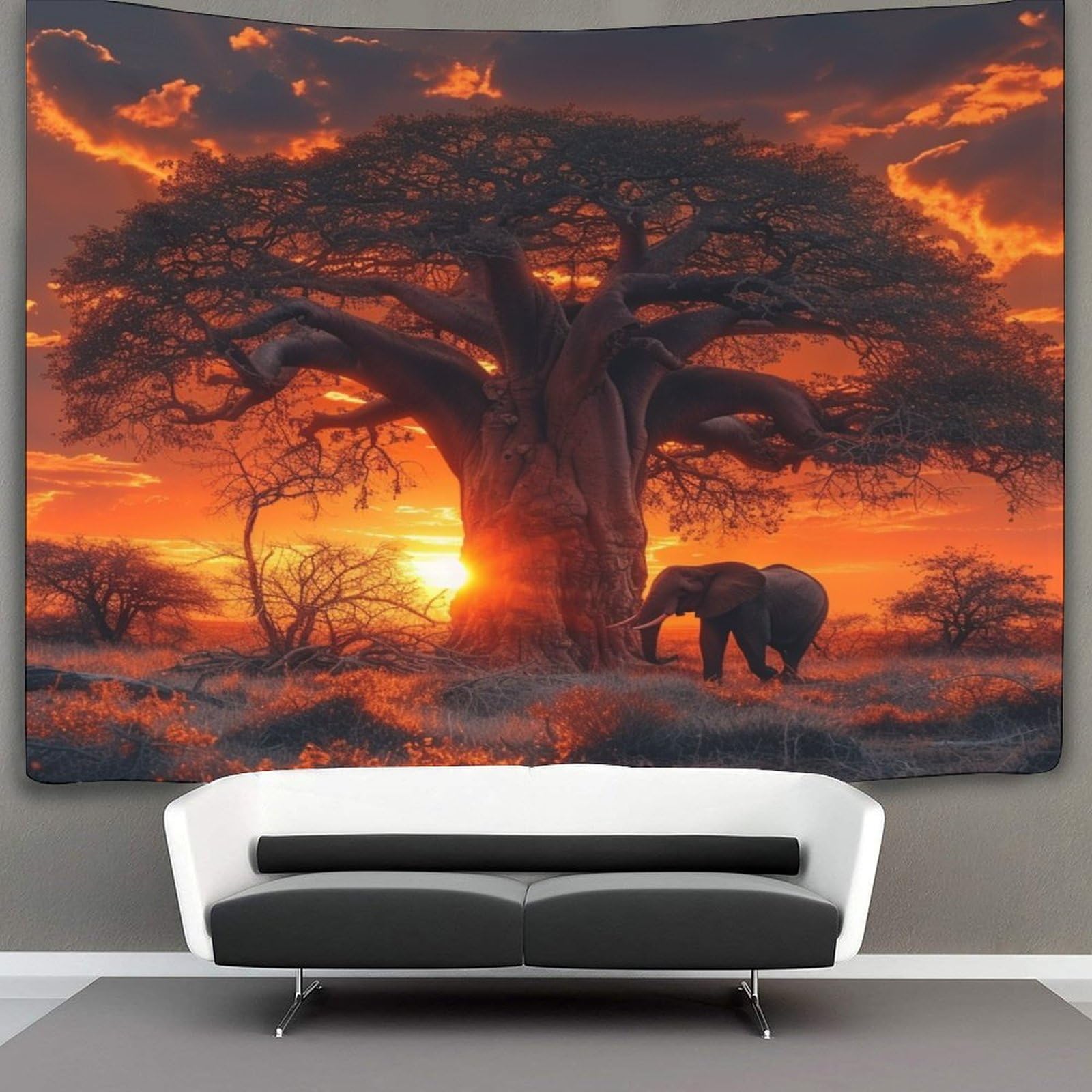 kaiyun Elephant Tapestry Sunset Tapestry Wall Hanging Tapestries for Bedroom Living Room Apartment Dorm Decorations Wall Art Decor 180cmx230cm