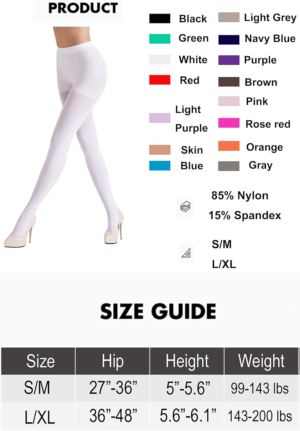 Women's 80 Den Microfiber Soft Opaque Tights Pantyhose Orange Small-Medium