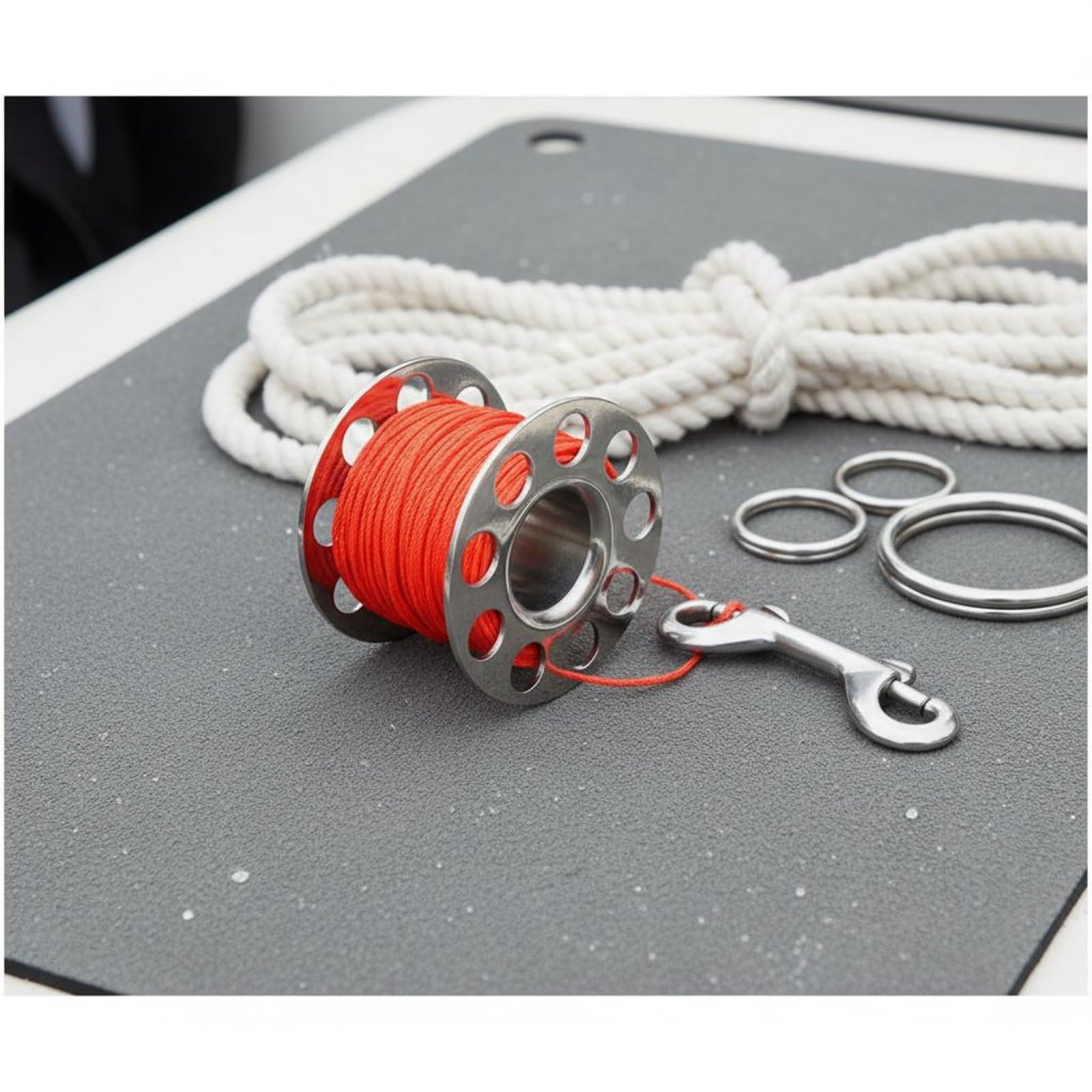 Mulinello Subacqueo Mulinello Boa Subacquea Bobina Sub Scuba Reel con Doppio Moschettone per Aggancio Semplice E Controllo Del Filo in Nylon Struttura