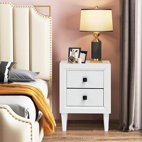 Miniatura 2 de Safeplus Mesitas de noche de madera, multiusos, mesa auxiliar para sofá, mesita de noche con 2 cajones, perfecto para dormitorio, sala de estar,