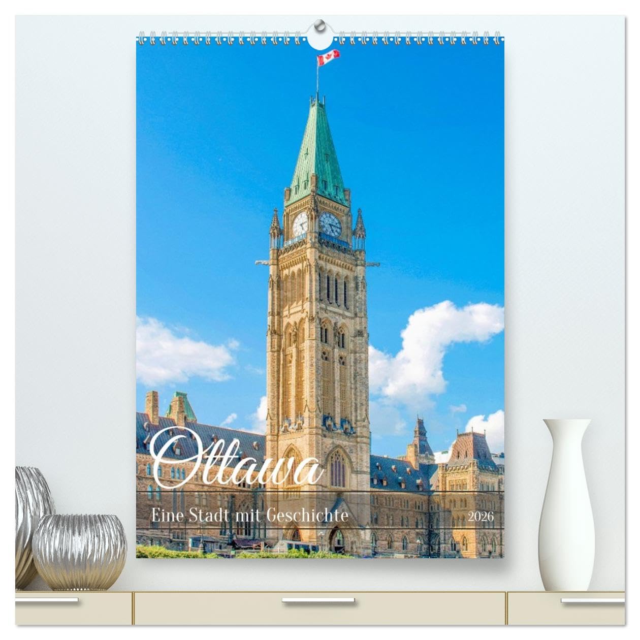 Grand calendrier mural Ottawa 2026 photo Canada Ontario pour décoration salon