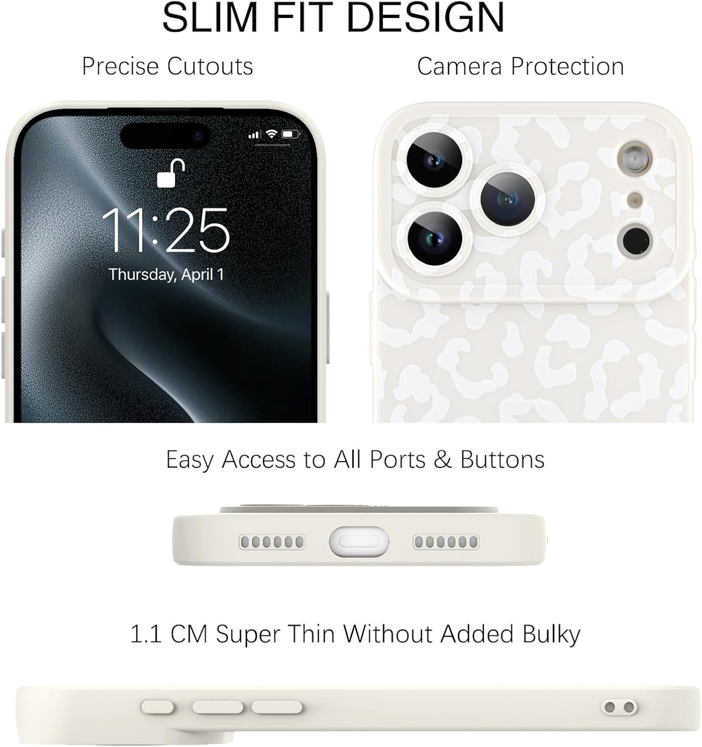 TEAUGHT Compatible with iPhone 17 Pro Max Case 2025 Cute Pattern Leopard Print Cheetah Shockproof Silicone Phone Cover for Girls Women -White - Image 2