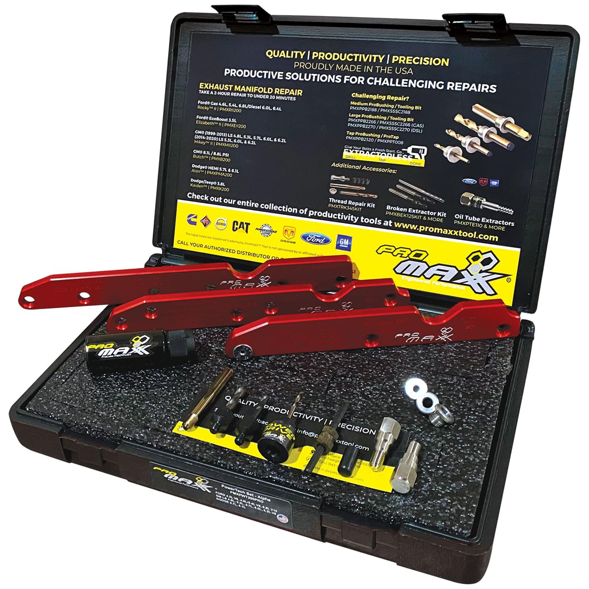 ProMAXX Tool Alpha™ Exhaust Manifold Repair Kit, Fast, Precise Broken Bolt Removal for Ford, GM, and Dodge Gas Engines, Durable, High-Precision Toolset