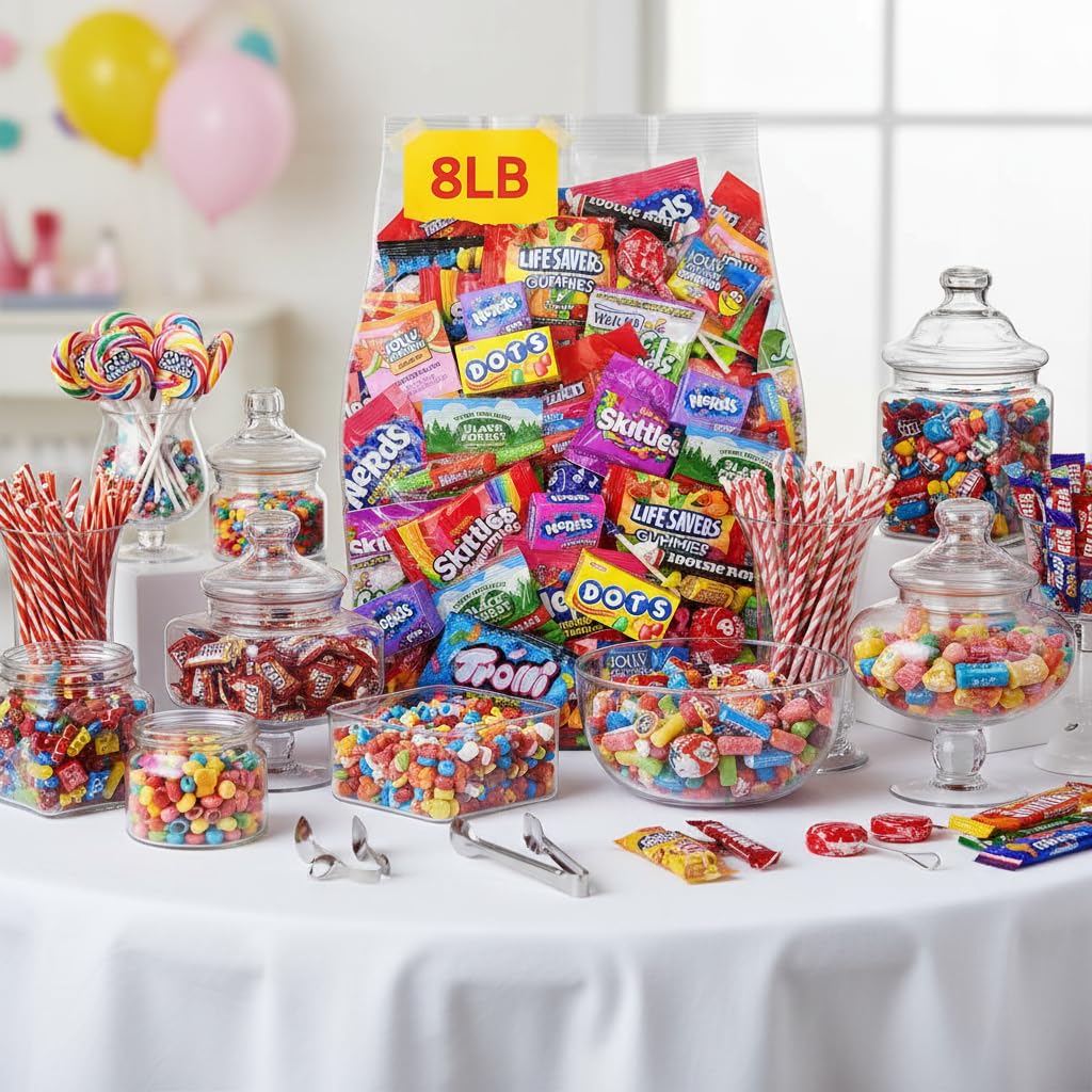 Bulk Candy Variety Pack - 8lb Bulk Candy Individually Wrapped - Assorted Candy Bulk for Party Favors, Goodie Bags & Office Snacks - Pinata Candy Assortment - 8 Pound Box of Candy