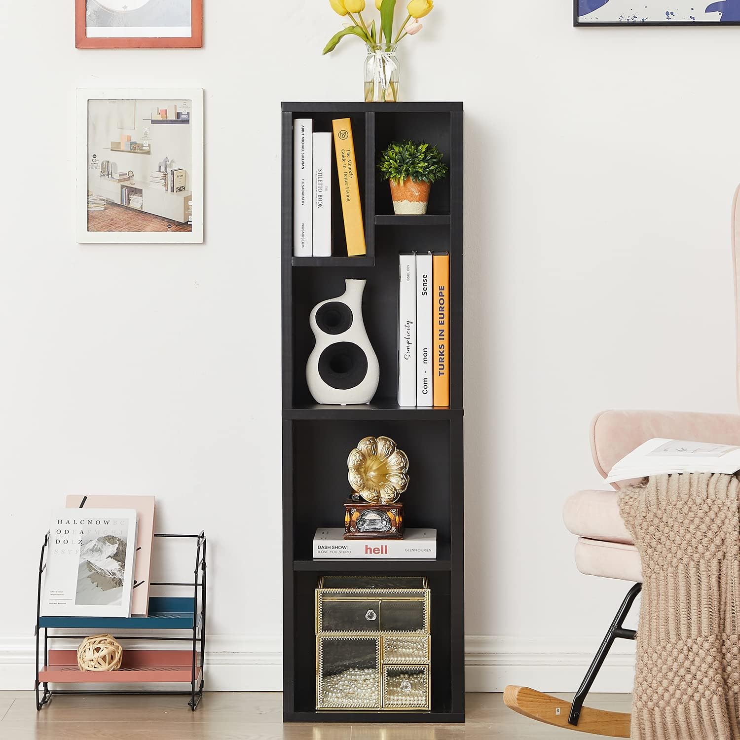 VECELO 4Tier Bookcase, Modern Storage with Height