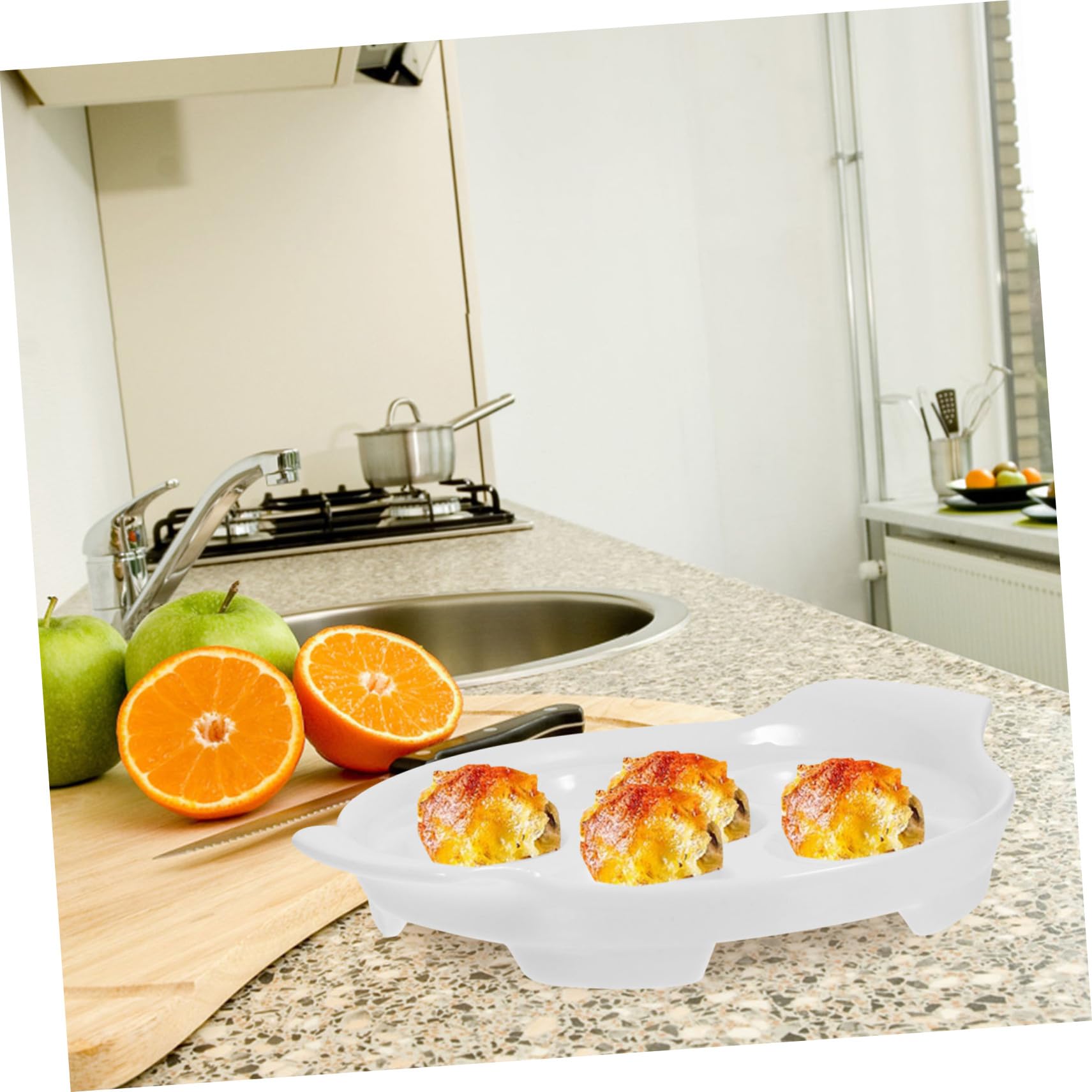 ULTECHNOVO Platos de Cerámica para Caracoles de 7 Pulgadas con Asas Dobles, Resistentes al Calor, Aptos para Horno, Bandeja Versátil para Mariscos y Aperitivos, 4 Piezas