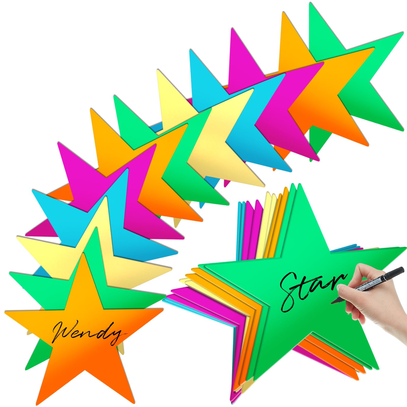 Epakh 36 Pcs Large Stars for Classroom Bulletin Board, Colorful