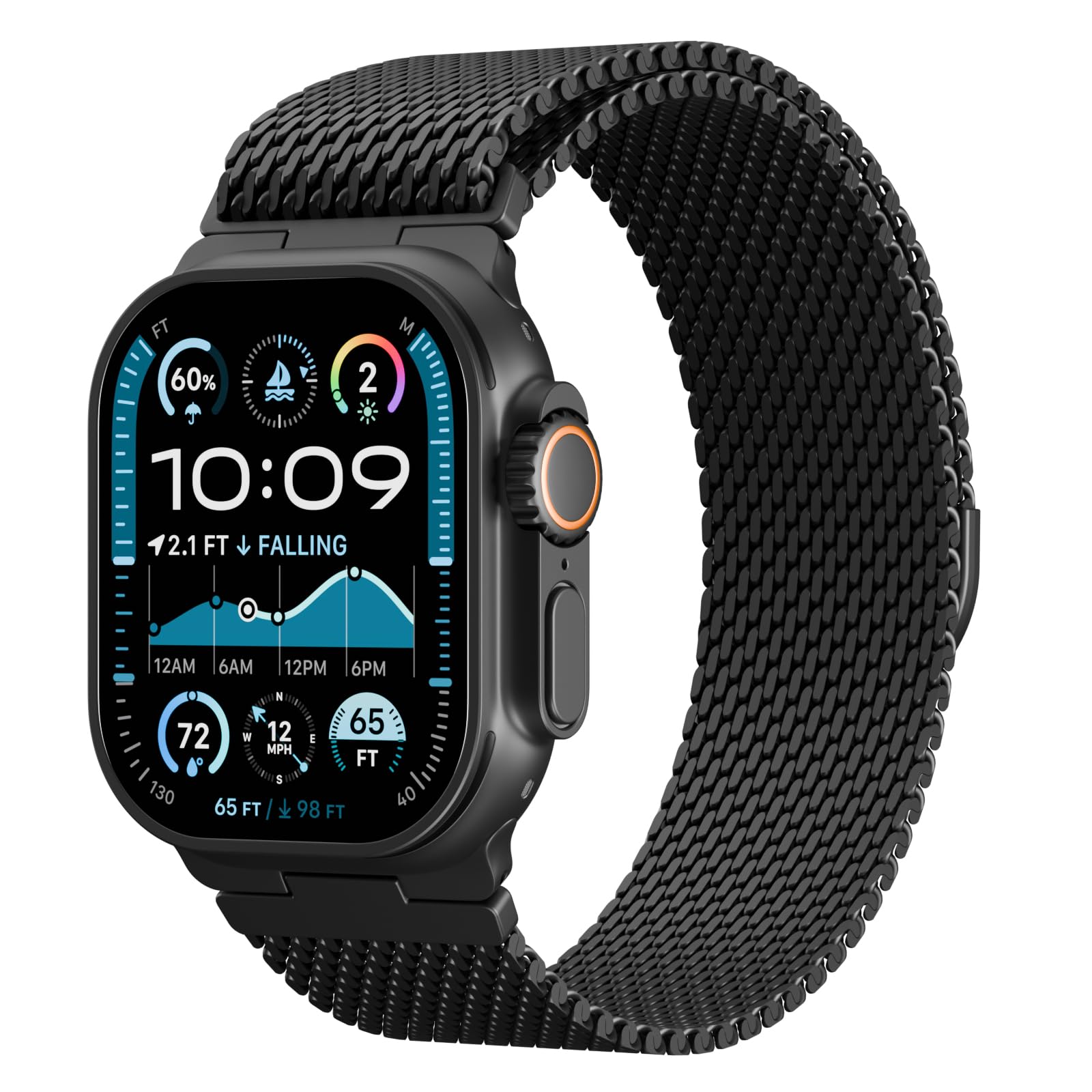 Milanese Mesh Loop Compatible with Apple Watch Band Ultra 2/Ultra 49mm 46mm 45mm 44mm Men, Breathable Replacement Band for iWatch SE Series 10/9/8/7/6