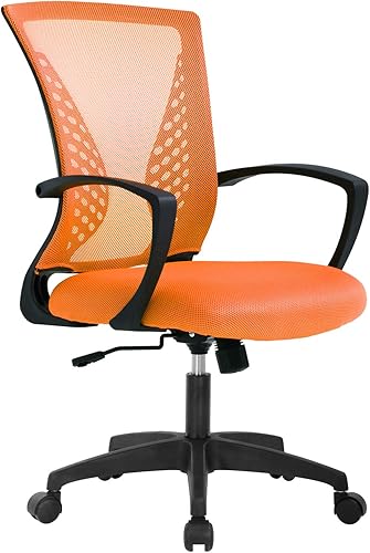 Silla de oficina ergonómica de escritorio de malla ejecutiva, para jugar, rodante, giratoria, ajuste moderno con soporte lumbar medio de la espalda
