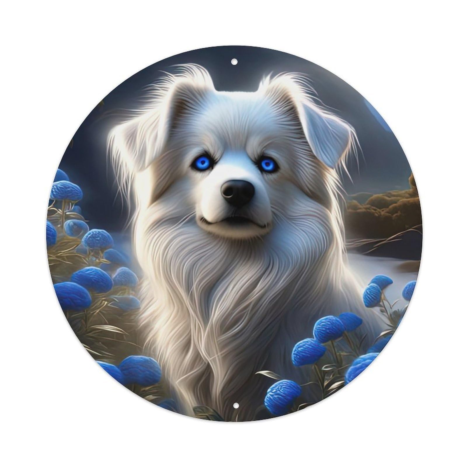 Animal Artwork Cute Puppy with Blue Eyes Metal Tin Sign