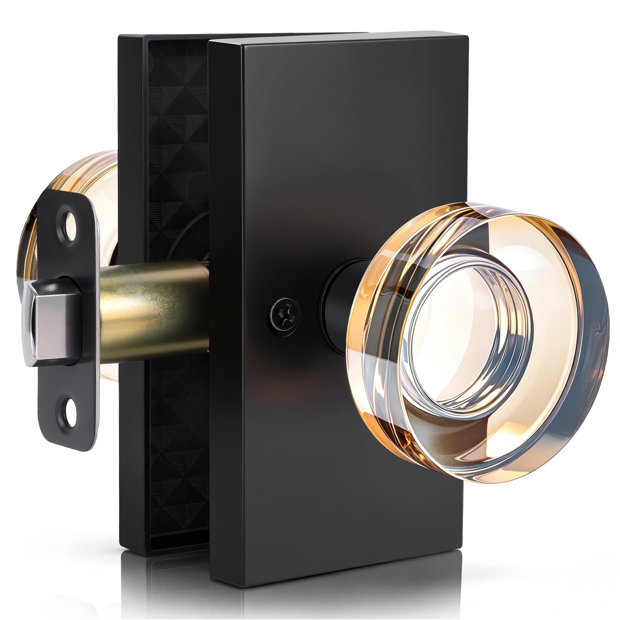 Black Glass Door Knobs with Lock - Privacy & Style -21
